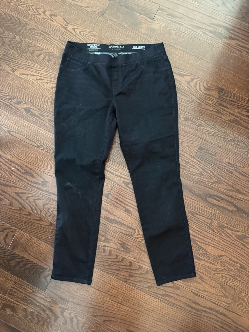 Sound Style Lucy Pull-On Leggings – Black Silk Denim Look – Size XL